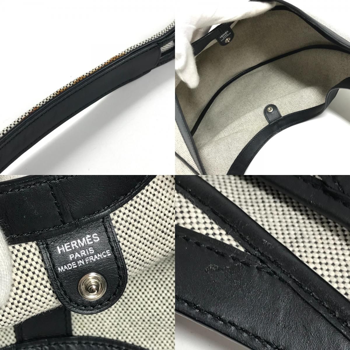 Hermes Shoulder Bag Sac Luco Leather Canvas Navy — view 9