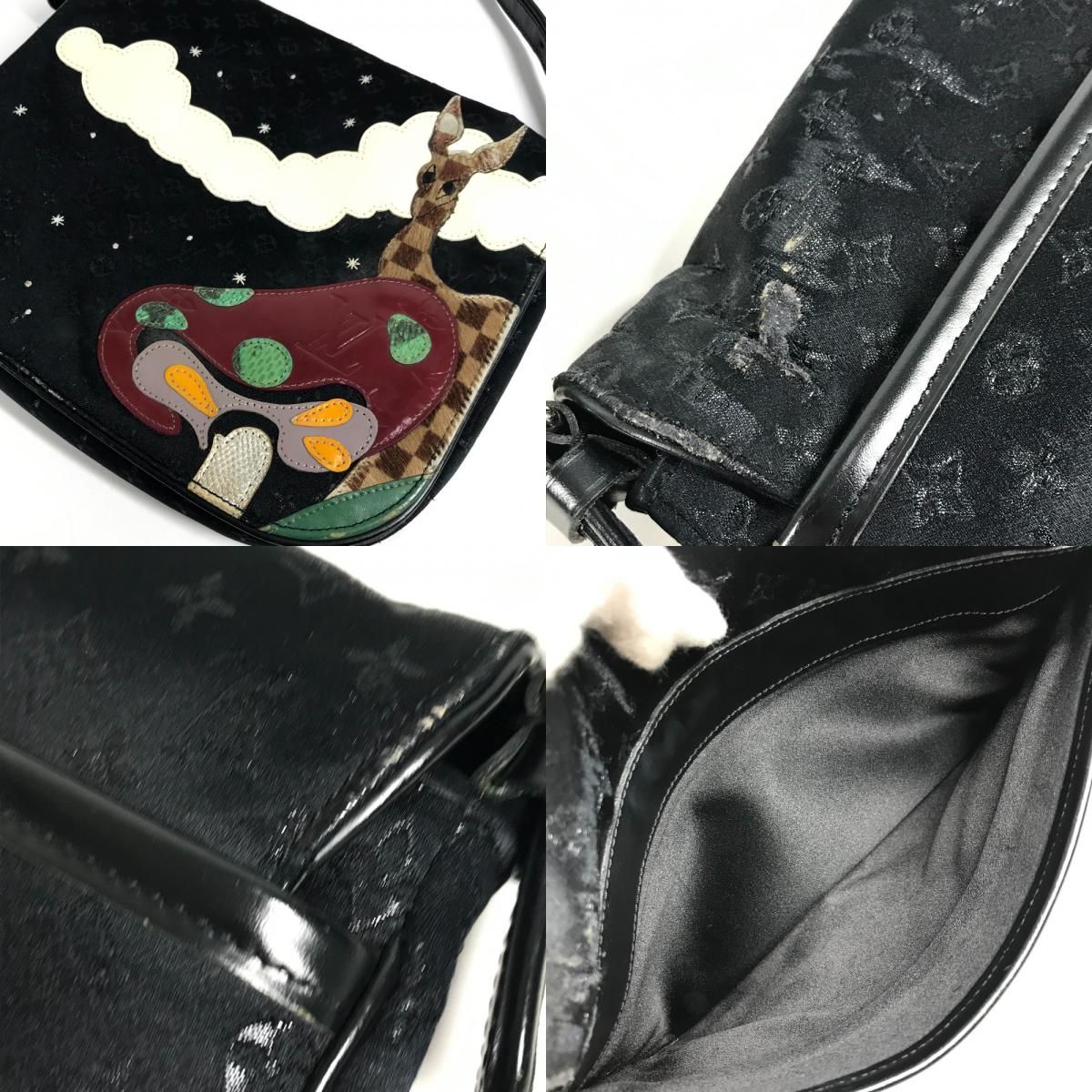 Louis Vuitton Shoulder Bag Comte de Fe Musette Satin Canvas Black — view 9
