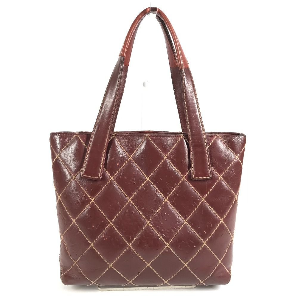 Chanel Tote Wild Stitch CC Logo Leather Wine — view 2