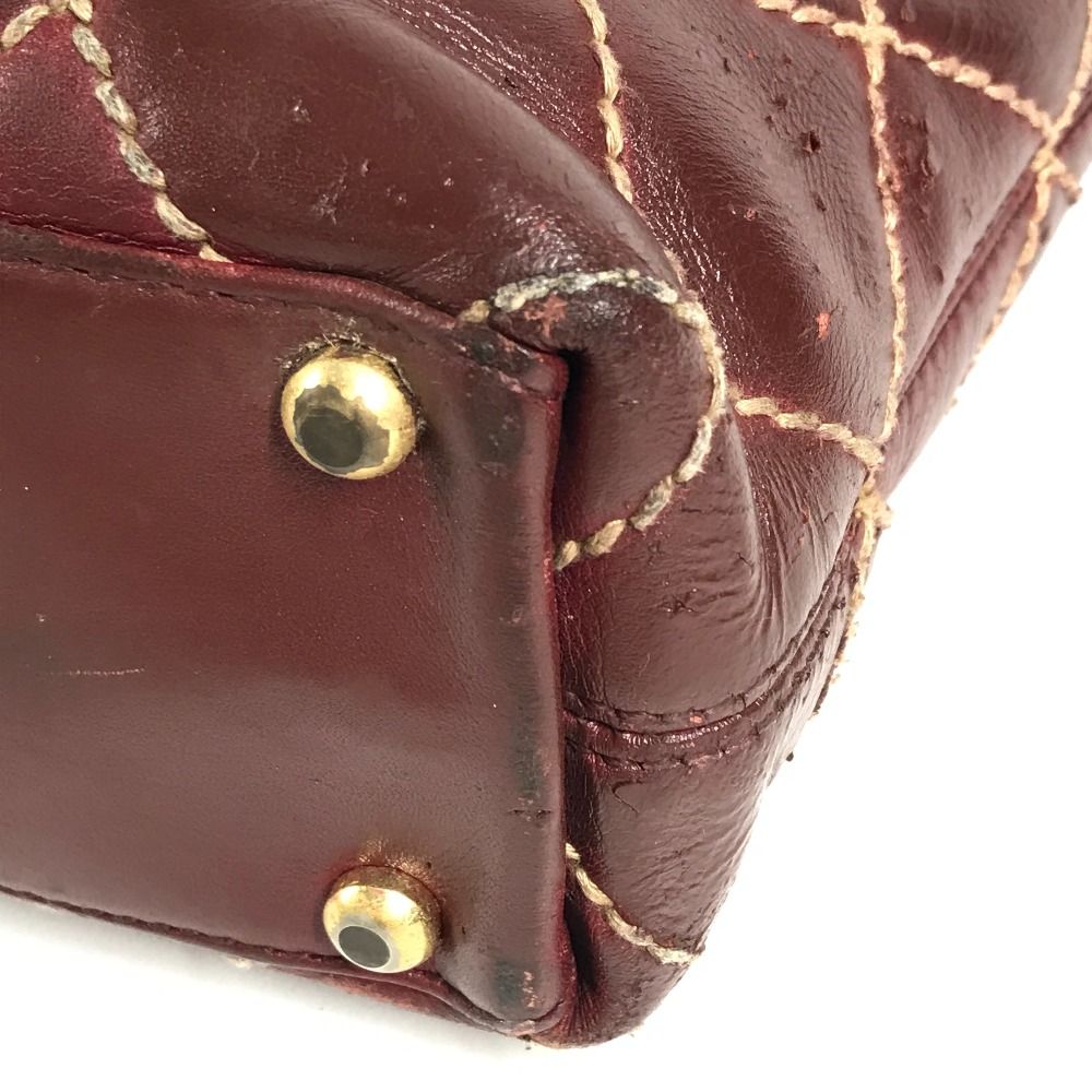 Chanel Tote Wild Stitch CC Logo Leather Wine — view 6