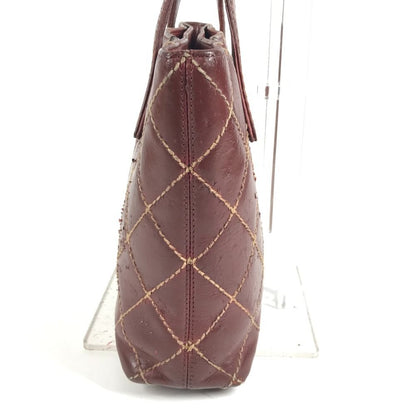 Chanel Tote Wild Stitch CC Logo Leather Wine — view 4