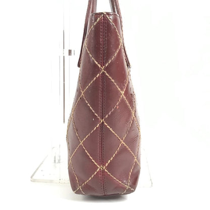 Chanel Tote Wild Stitch CC Logo Leather Wine — view 3