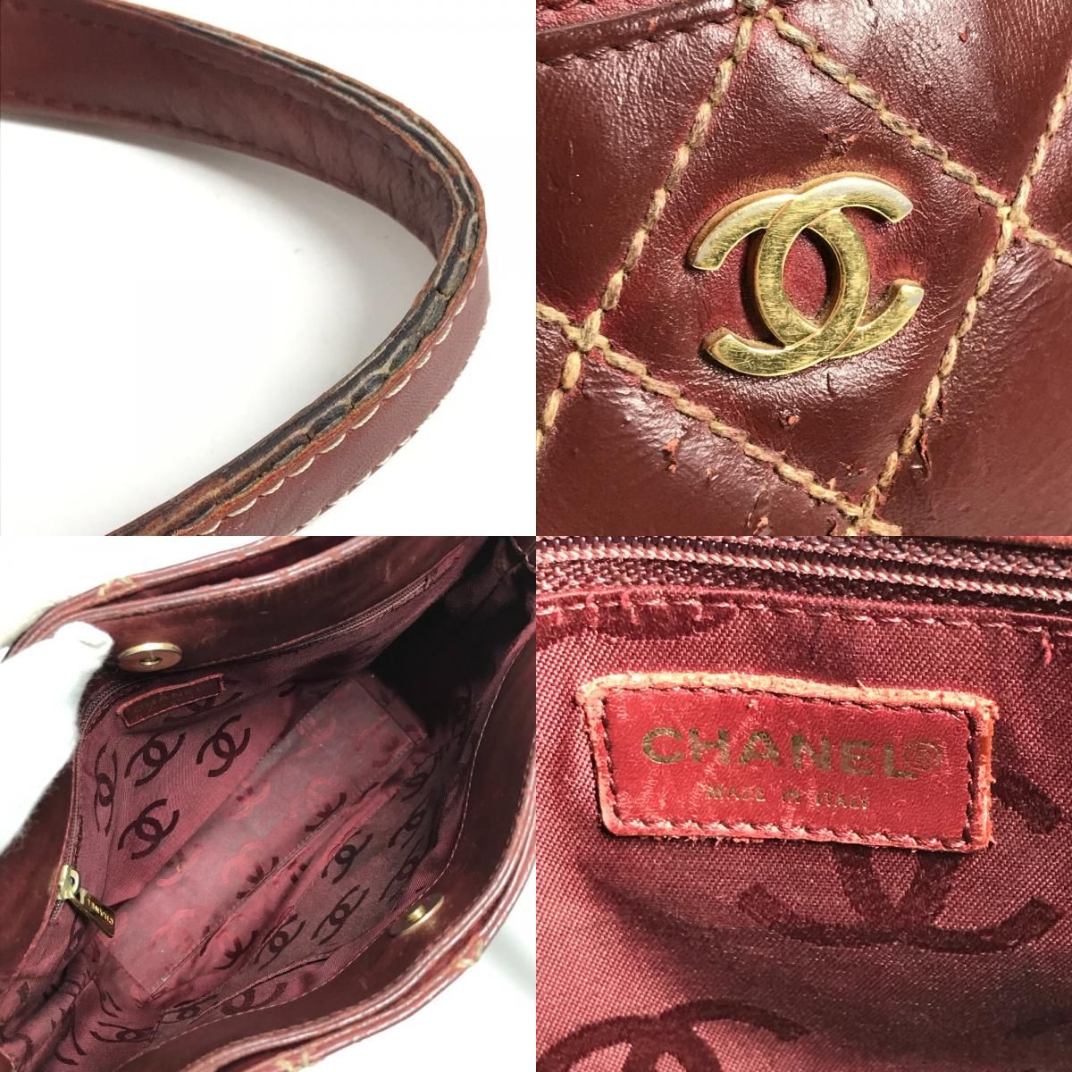 Chanel Tote Wild Stitch CC Logo Leather Wine — view 8