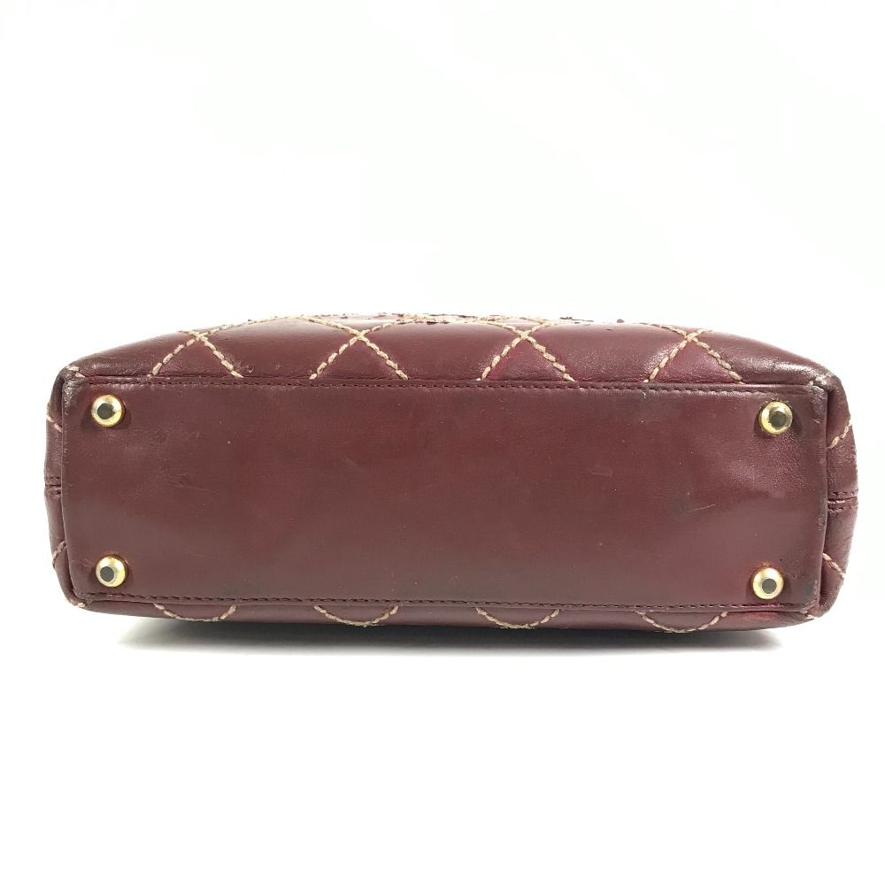 Chanel Tote Wild Stitch CC Logo Leather Wine — view 5