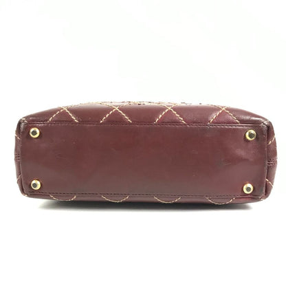 Chanel Tote Wild Stitch CC Logo Leather Wine — view 5