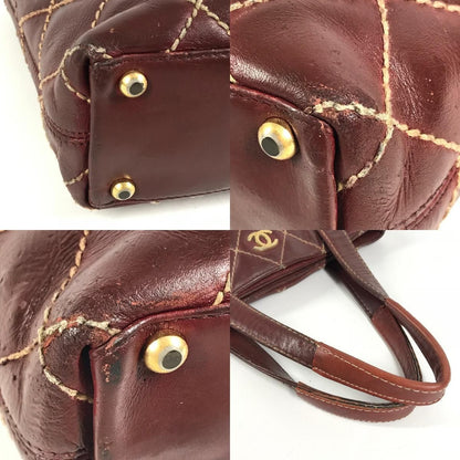Chanel Tote Wild Stitch CC Logo Leather Wine — view 7