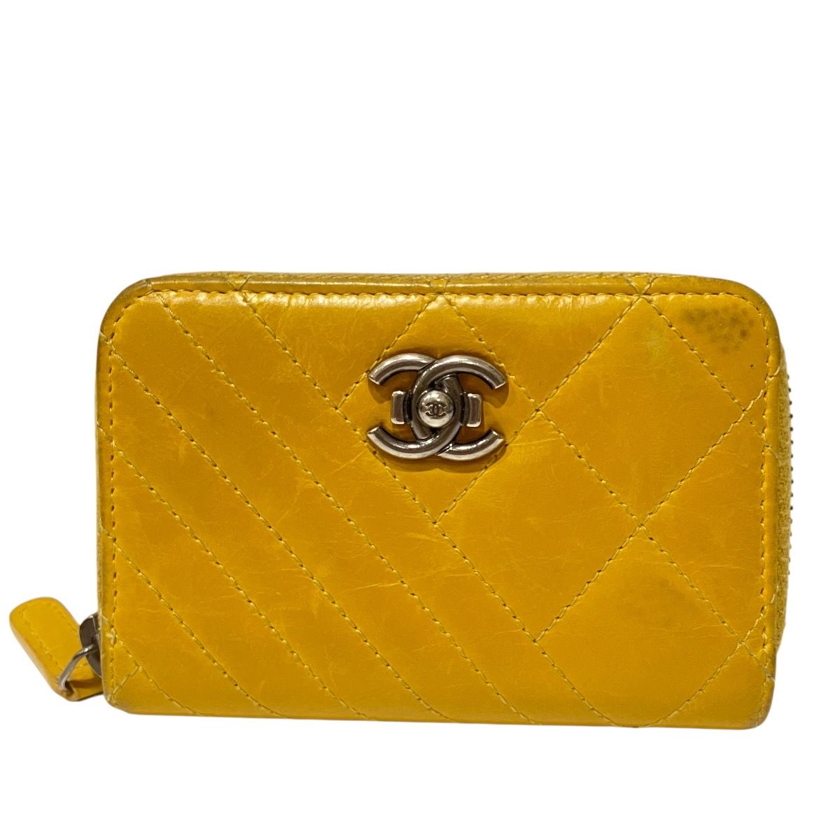 Chanel Quilted Bias Stitch Card Case Leather