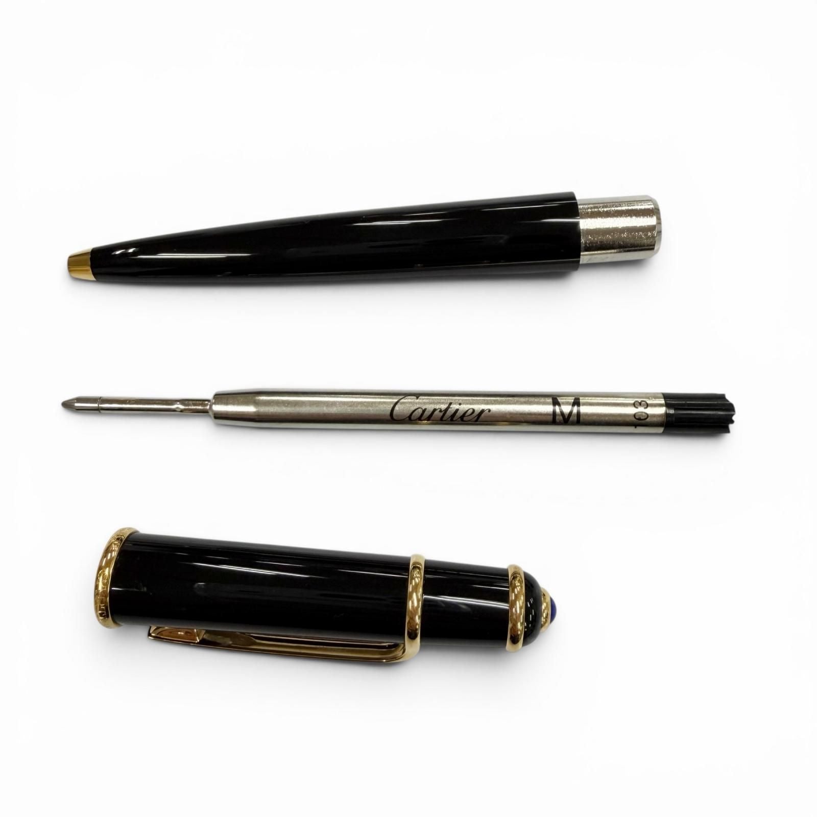 Cartier Diavolo de Blue Gemstone Twist Ballpoint Pen Black Gold Handwriting — view 3