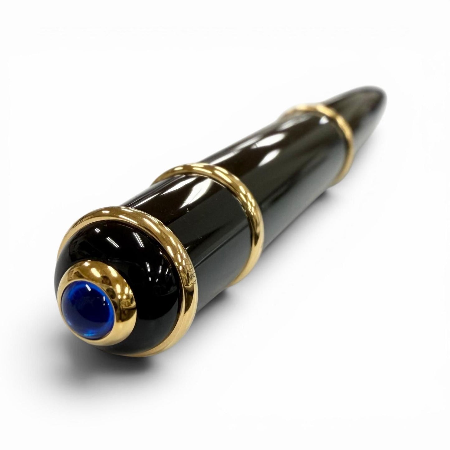 Cartier Diavolo de Blue Gemstone Twist Ballpoint Pen Black Gold Handwriting — view 4