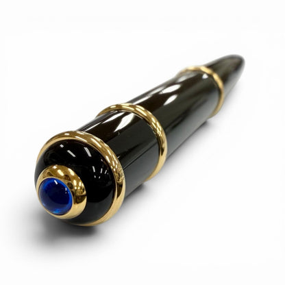 Cartier Diavolo de Blue Gemstone Twist Ballpoint Pen Black Gold Handwriting — view 4