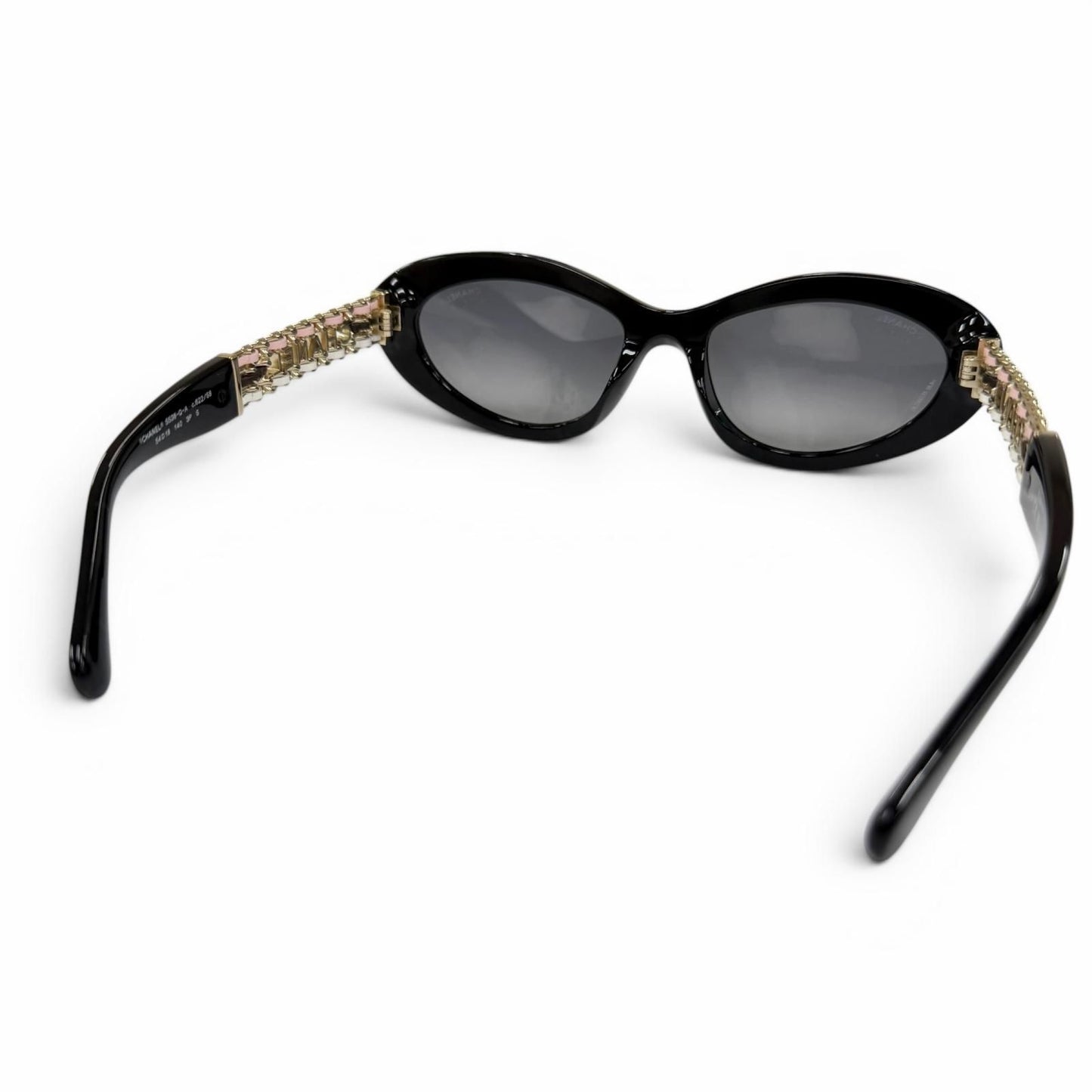 Chanel Cat Eye Side Logo Sunglasses Black Gold Demo Lens Eyewear — view 5