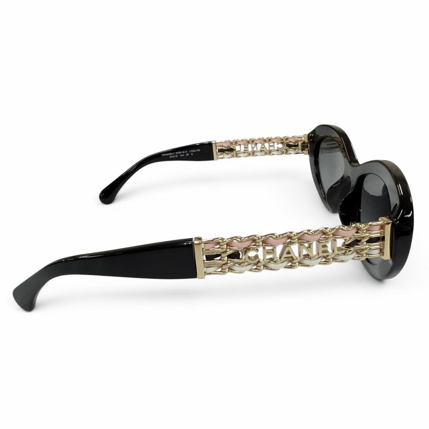 Chanel Cat Eye Side Logo Sunglasses Black Gold Demo Lens Eyewear — view 6
