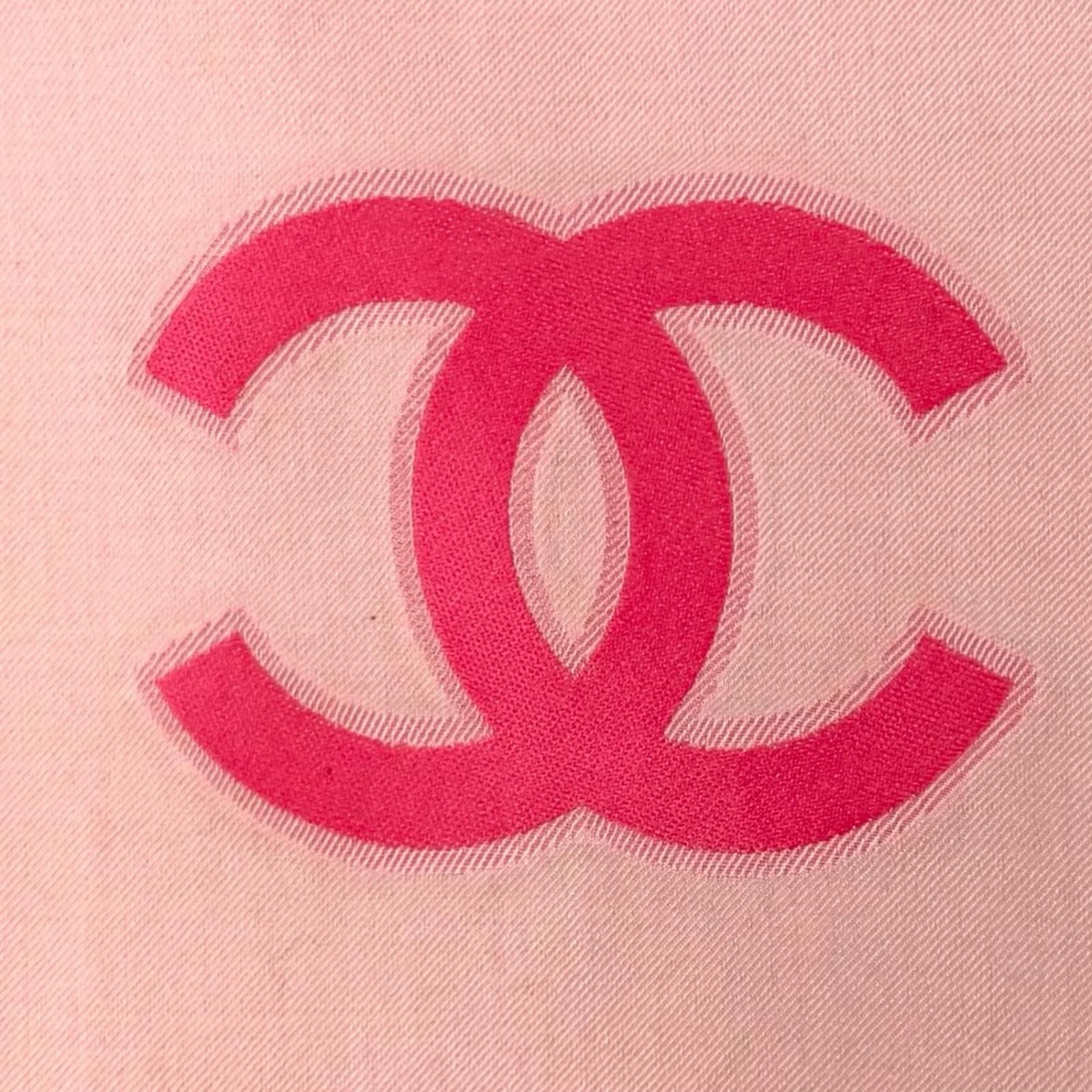 Chanel 23c Cashmere Silk Blend CC Logo with Fringe Large Shawl Pink Scarf — view 9