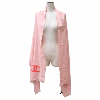 Chanel 23c Cashmere Silk Blend CC Logo with Fringe Large Shawl Pink Scarf — view 5