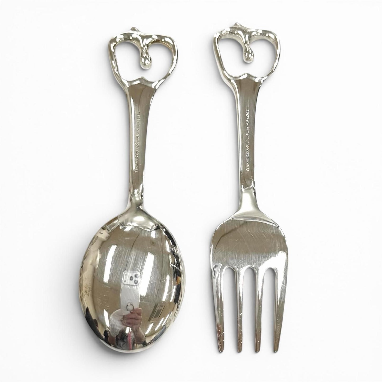 Tiffany & Co Vintage Elsa Peretti Open Heart Baby Set 925 Fork Spoon Set — view 3