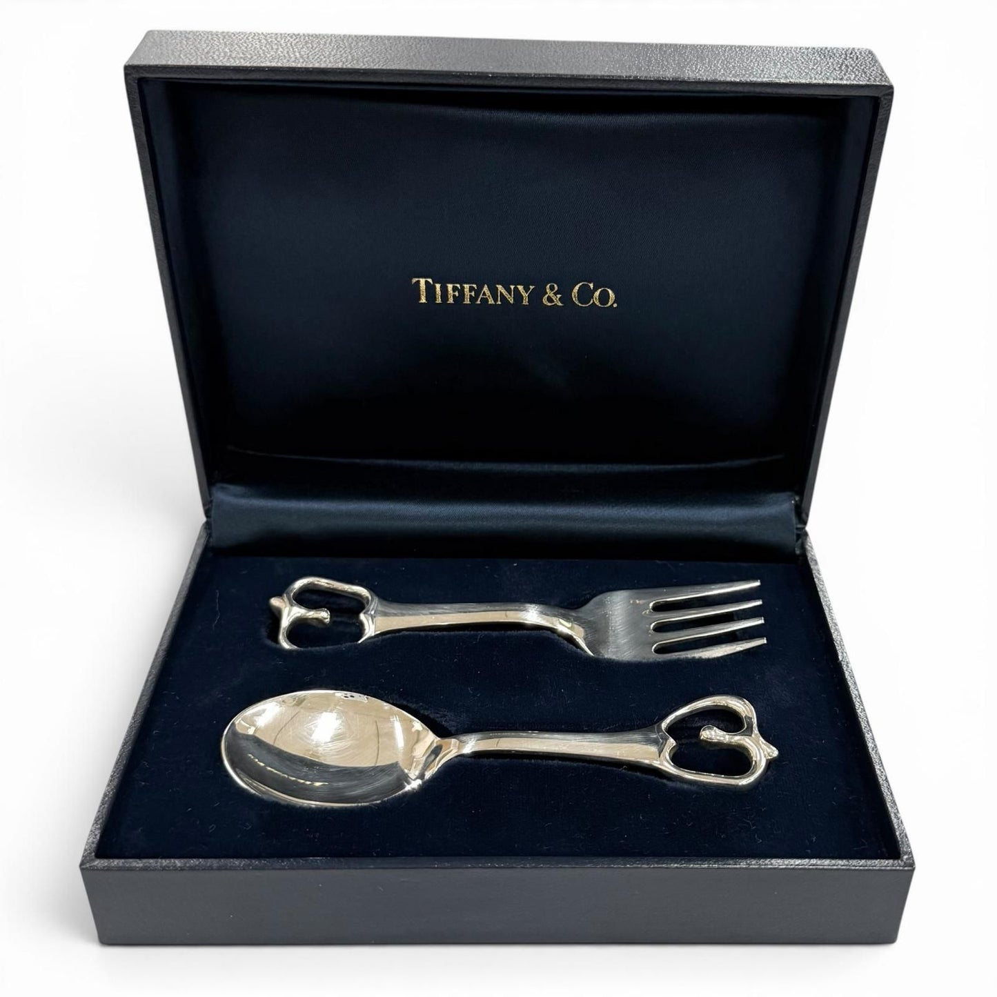 Tiffany & Co Vintage Elsa Peretti Open Heart Baby Set 925 Fork Spoon Set — view 2