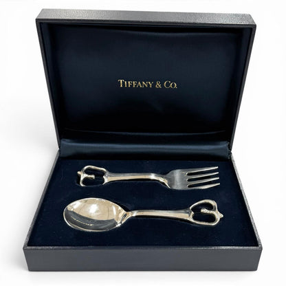 Tiffany & Co Vintage Elsa Peretti Open Heart Baby Set 925 Fork Spoon Set — view 2