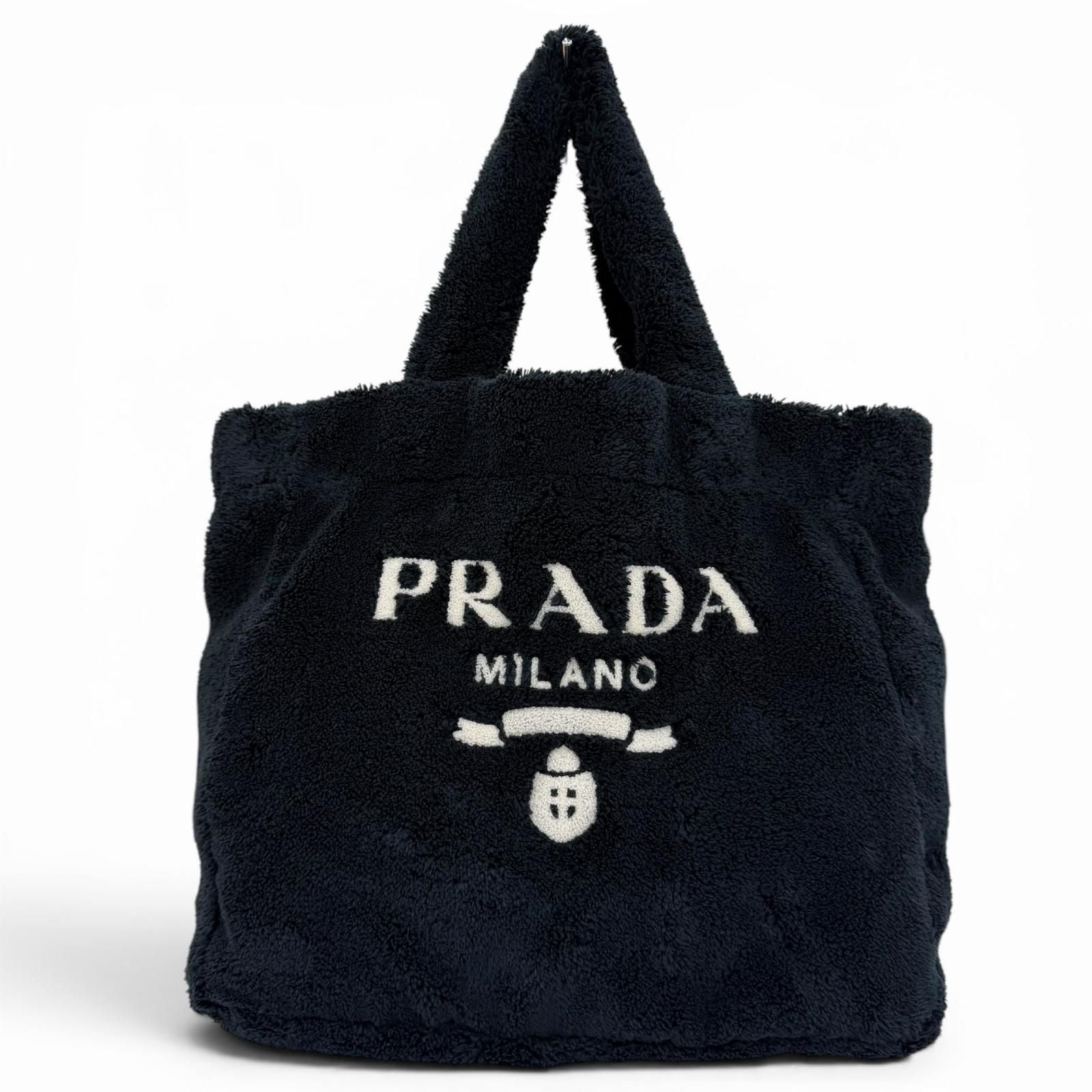 Prada Terry Tote Logo Dark Navy