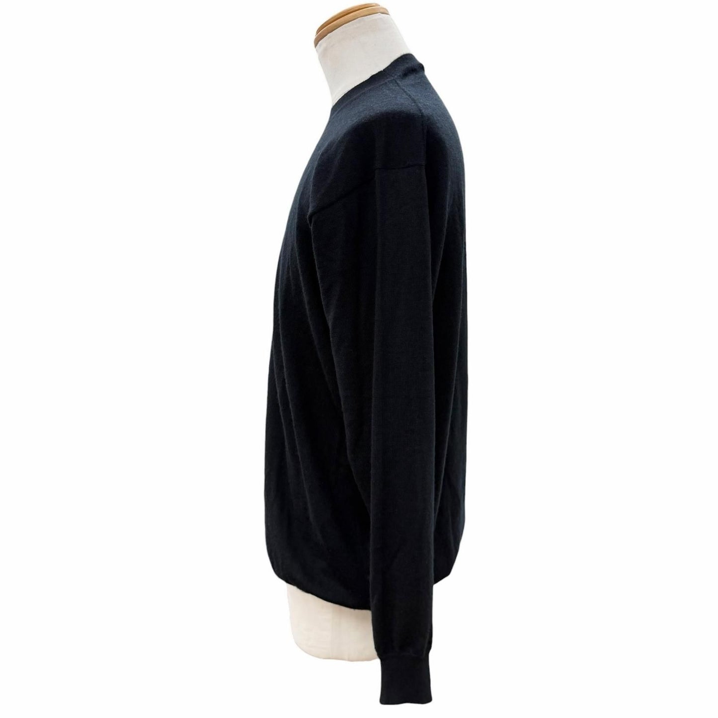 Prada Cashmere Logo Embroidery Round Neck Knit Sweater Black 48 — view 3
