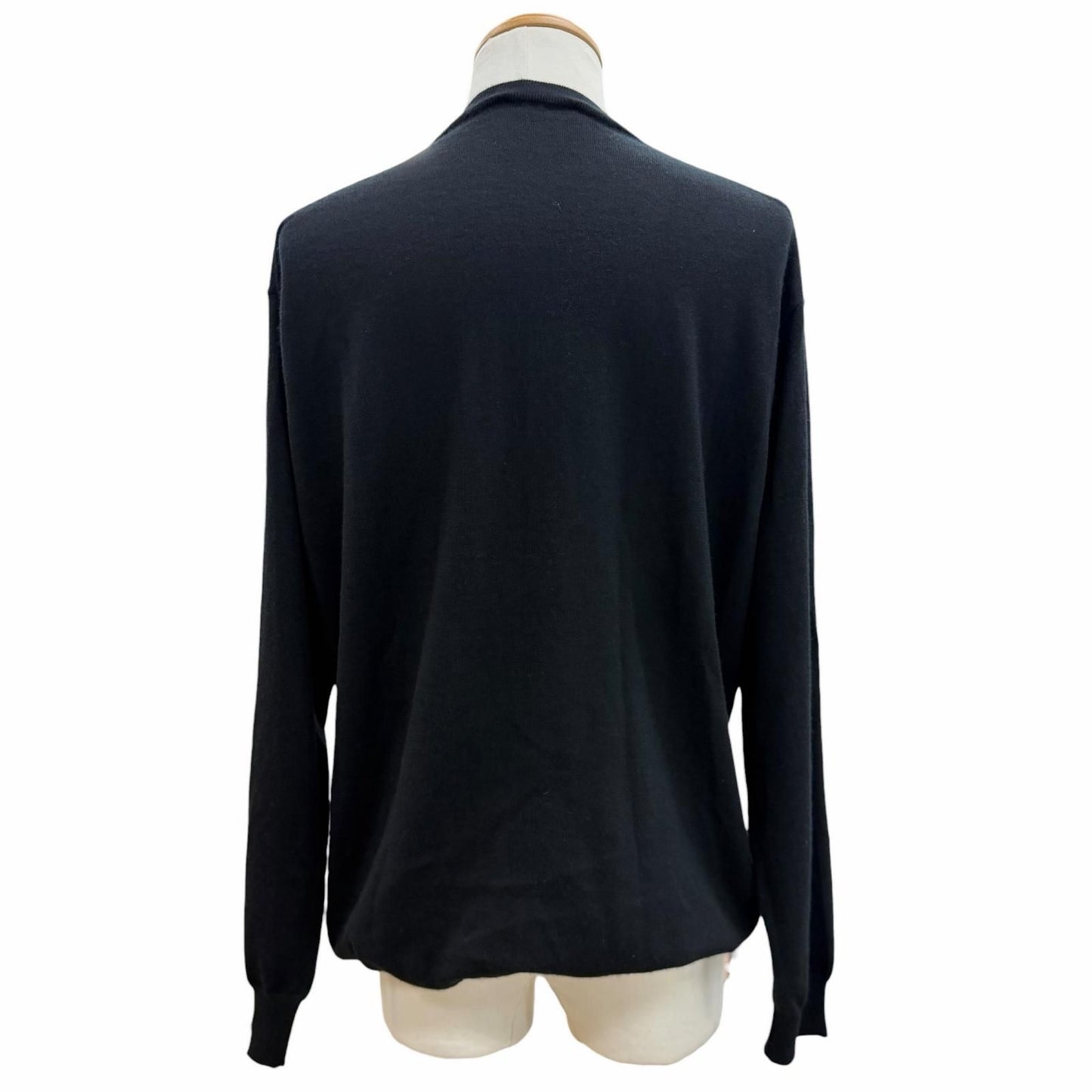 Prada Cashmere Logo Embroidery Round Neck Knit Sweater Black 48 — view 4