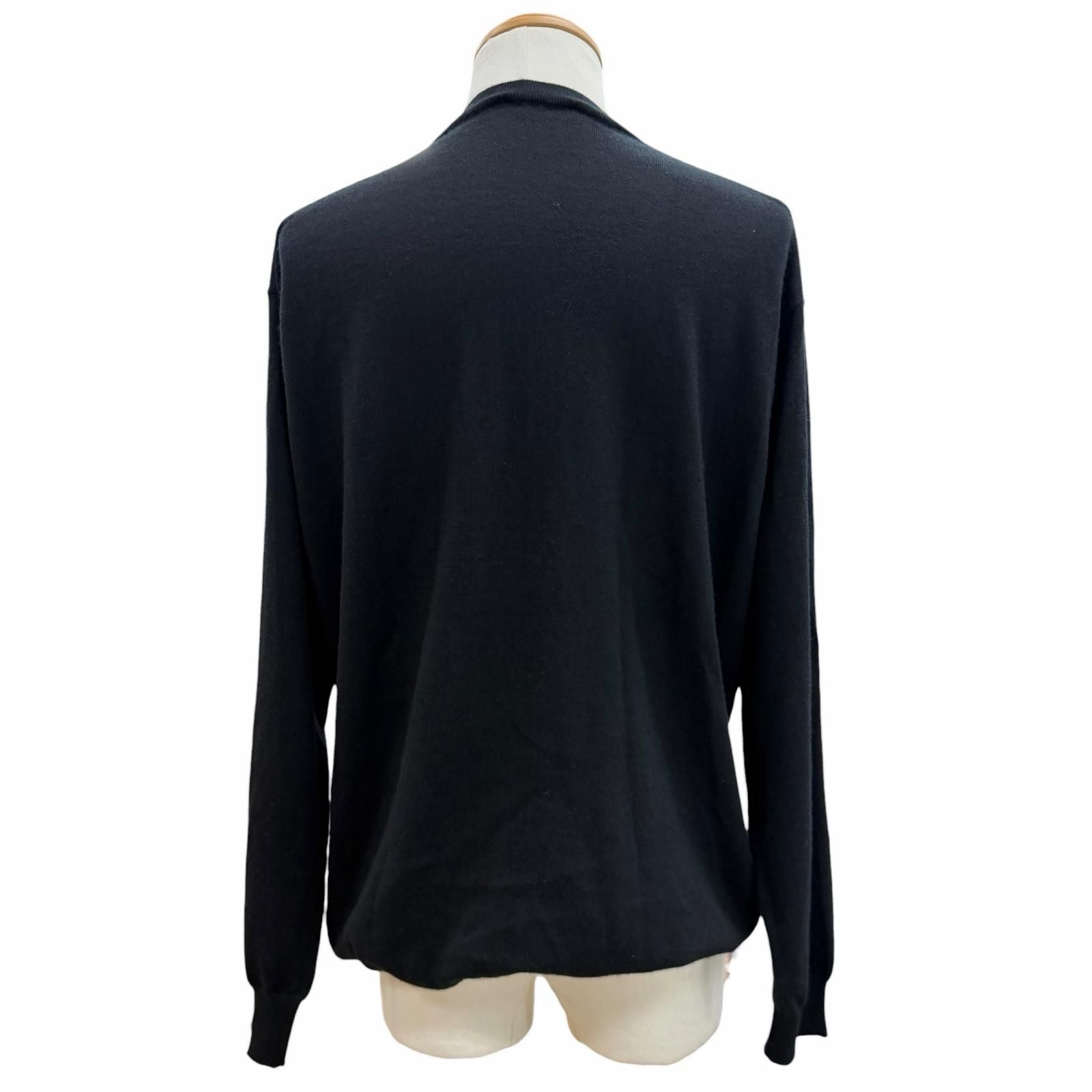 Prada Cashmere Logo Embroidery Round Neck Knit Sweater Black 48 — view 4