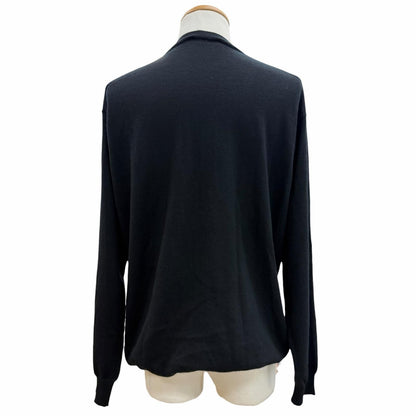 Prada Cashmere Logo Embroidery Round Neck Knit Sweater Black 48 — view 4