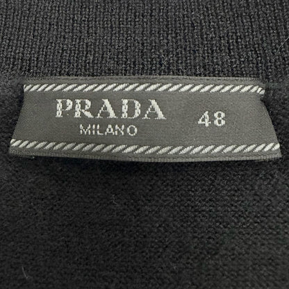 Prada Cashmere Logo Embroidery Round Neck Knit Sweater Black 48 — view 6