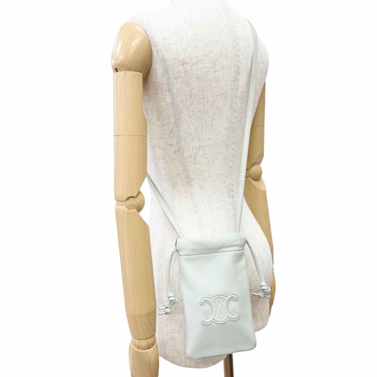 Celine Leather Cuill Triomphe Drawstring Mobile Pouch Phone Case Shoulder — view 8