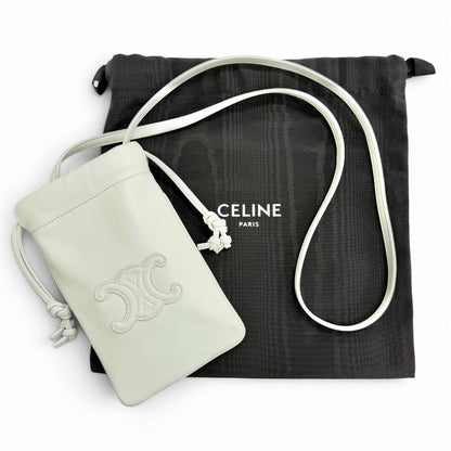 Celine Leather Cuill Triomphe Drawstring Mobile Pouch Phone Case Shoulder — view 2