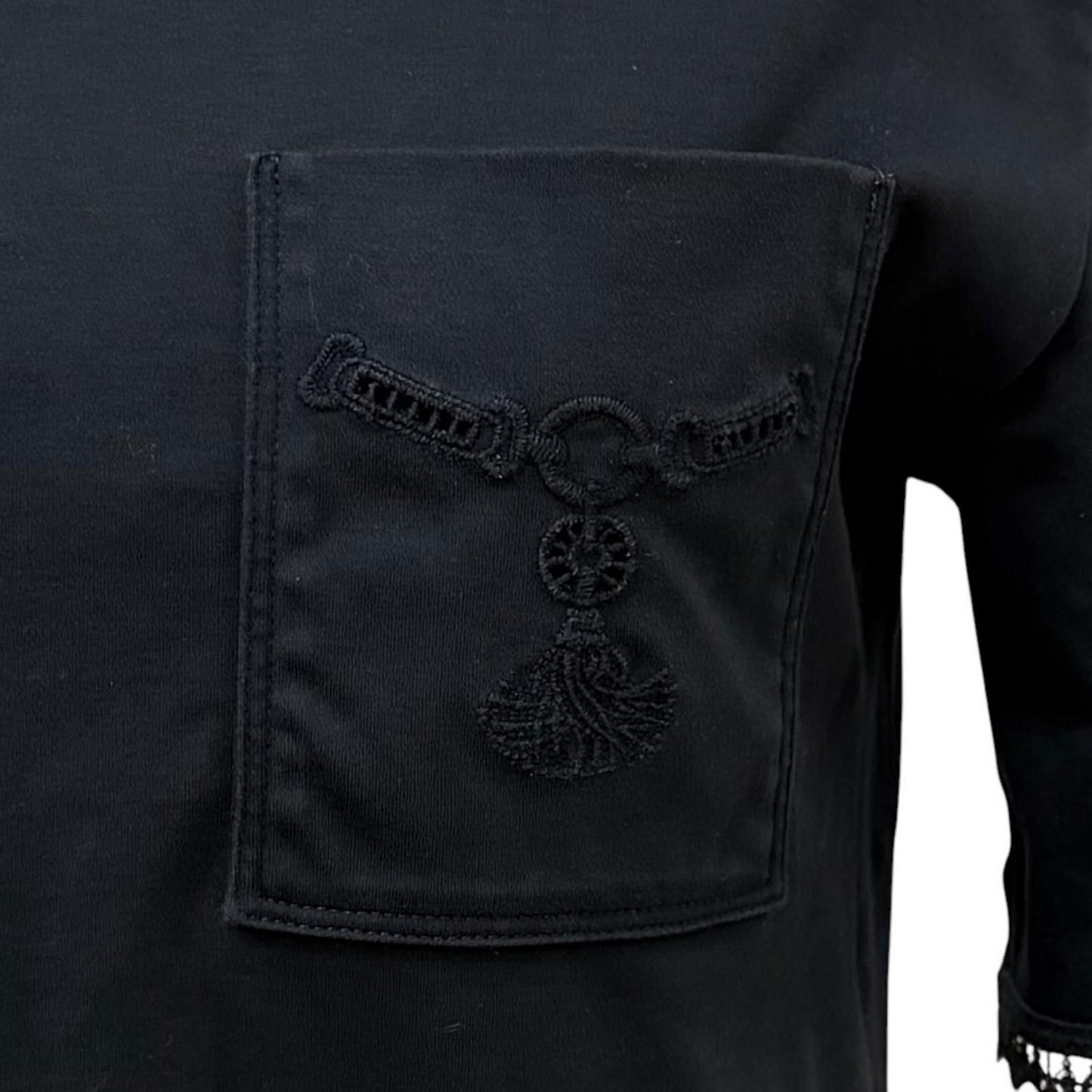 Hermes Cotton 100% Palefroi Calf Lace Short Sleeve T-Shirt Dress Black 34 — view 5