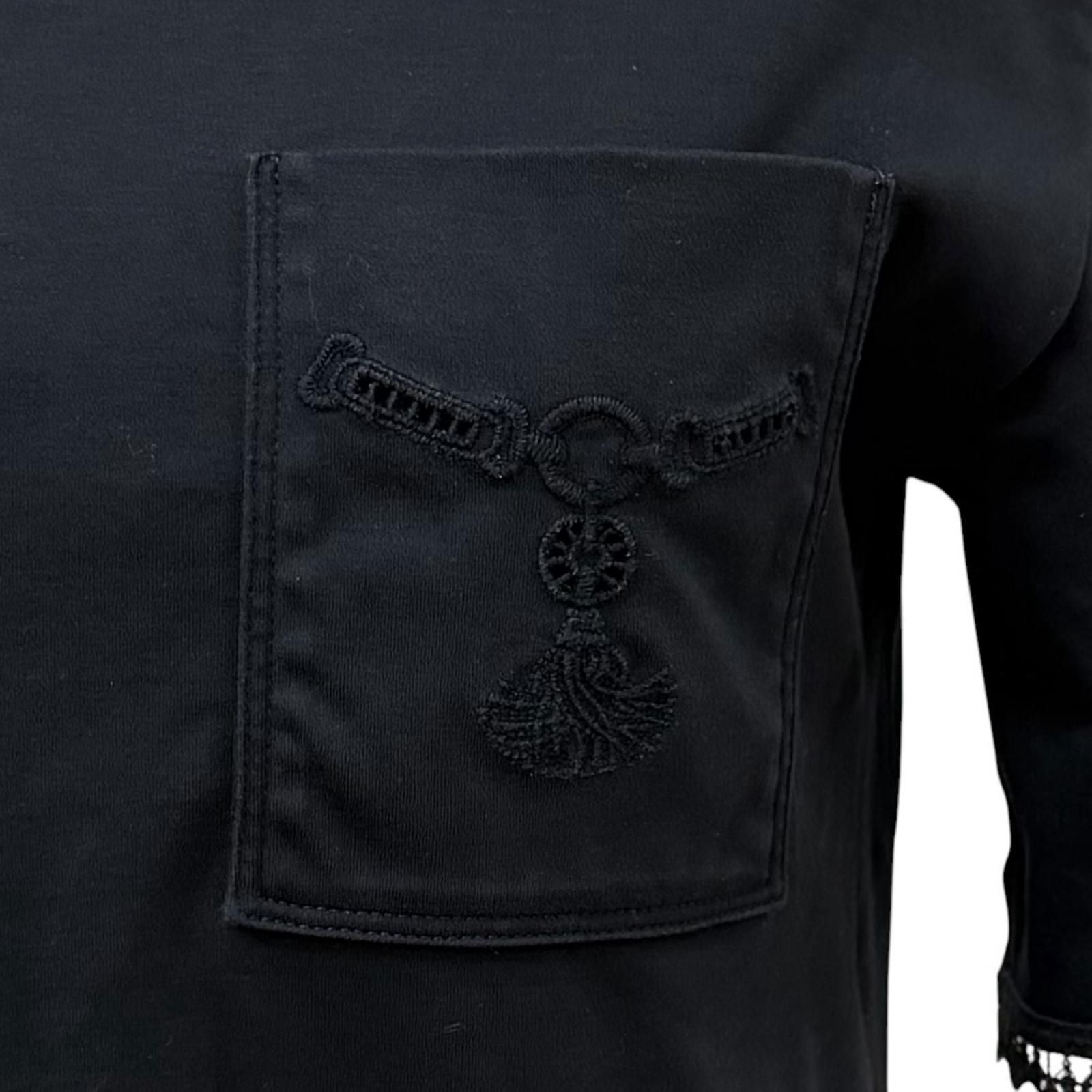 Hermes Cotton 100% Palefroi Calf Lace Short Sleeve T-Shirt Dress Black 34 — view 5