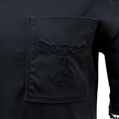 Hermes Cotton 100% Palefroi Calf Lace Short Sleeve T-Shirt Dress Black 34 — view 5