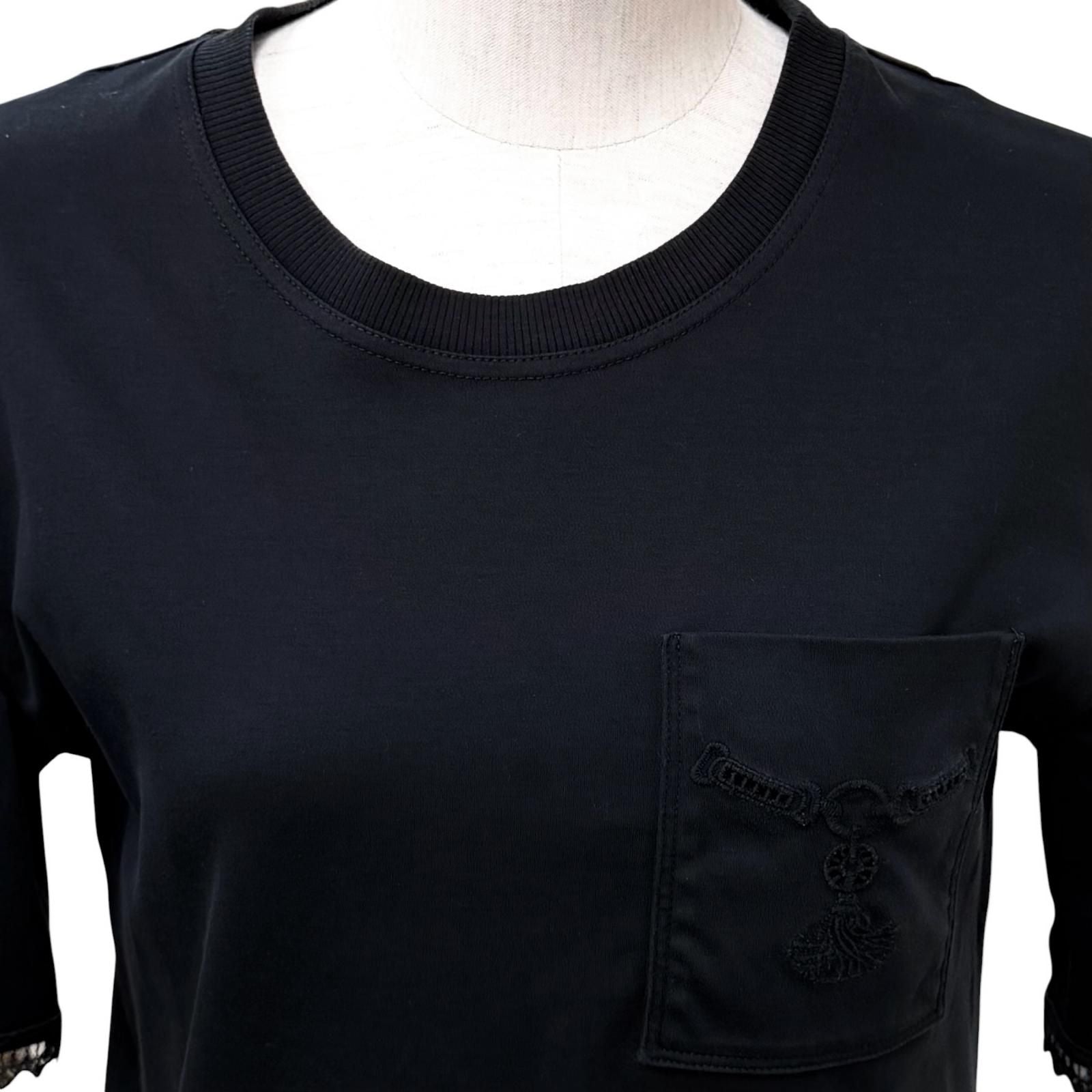 Hermes Cotton 100% Palefroi Calf Lace Short Sleeve T-Shirt Dress Black 34 — view 4