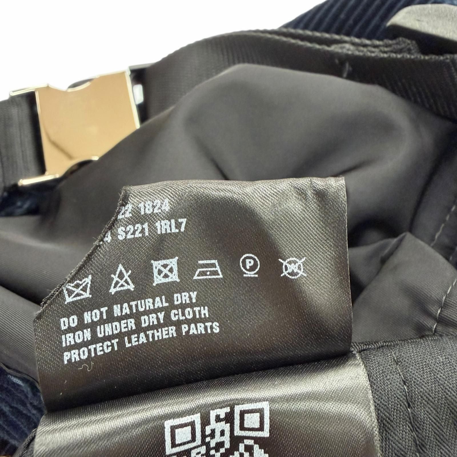 Prada Corduroy Triangle Logo Plate Shoulder Strap Overalls Navy 48 — view 8