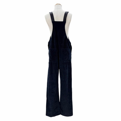 Prada Corduroy Triangle Logo Plate Shoulder Strap Overalls Navy 48 — view 4