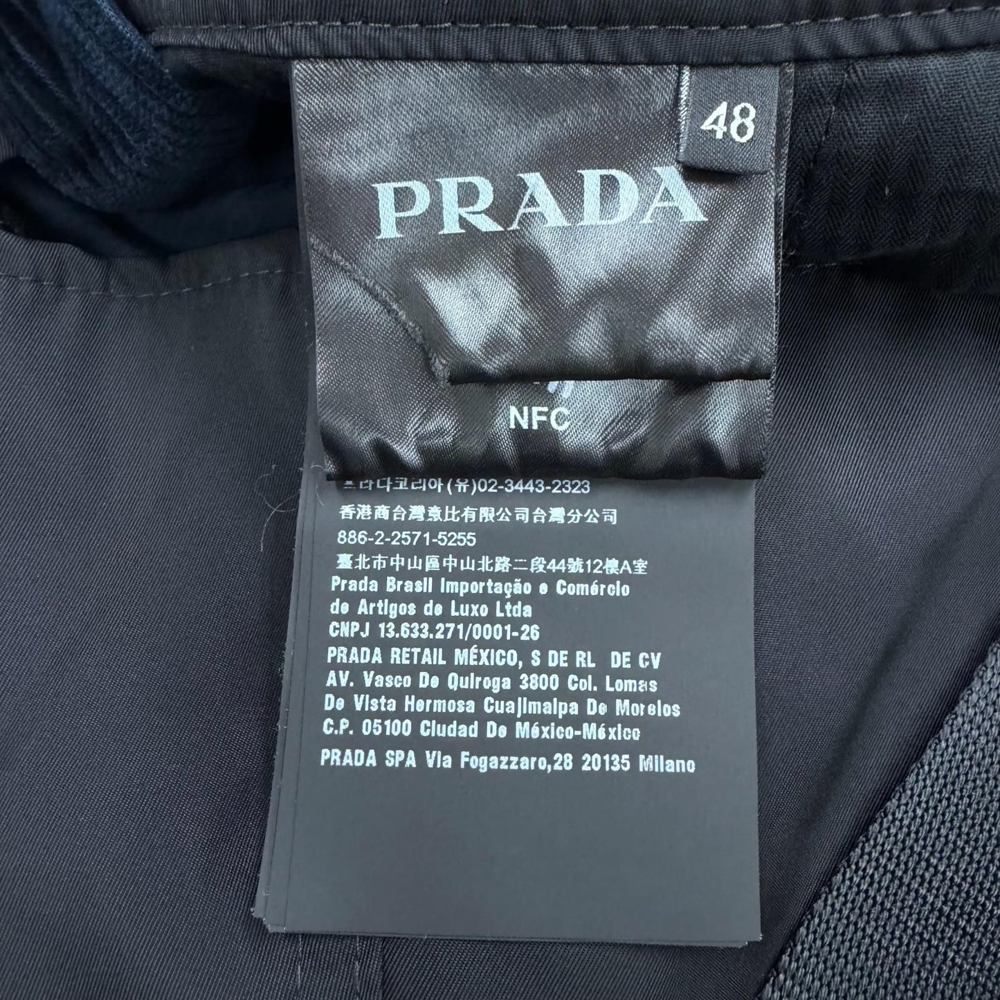 Prada Corduroy Triangle Logo Plate Shoulder Strap Overalls Navy 48 — view 9