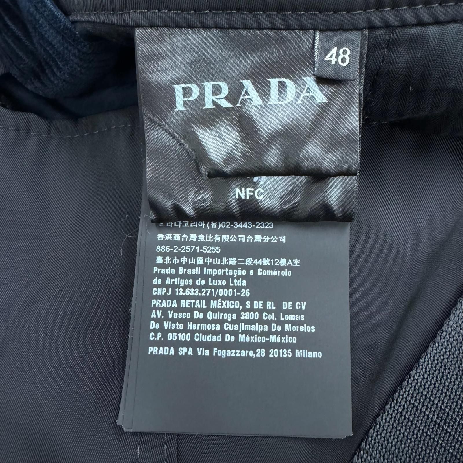 Prada Corduroy Triangle Logo Plate Shoulder Strap Overalls Navy 48 — view 9