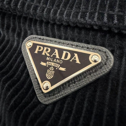 Prada Corduroy Triangle Logo Plate Shoulder Strap Overalls Navy 48 — view 5