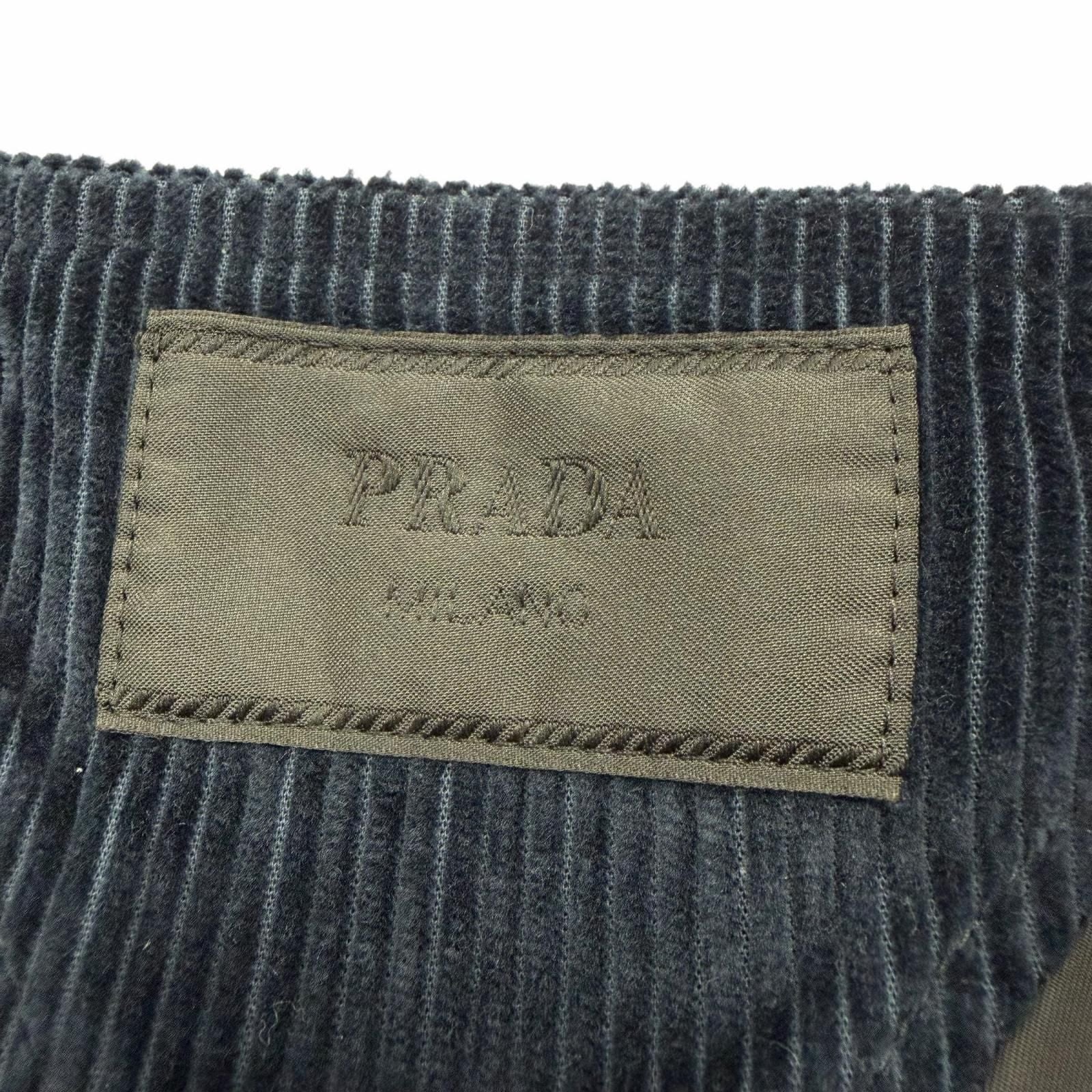Prada Corduroy Triangle Logo Plate Shoulder Strap Overalls Navy 48 — view 7