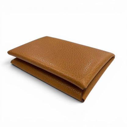 Hermes Calvi Veau Epsom Gold Bifold Coin Case Card — view 4