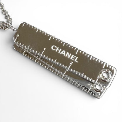 Chanel Log Major CC Logo Necklace Silver