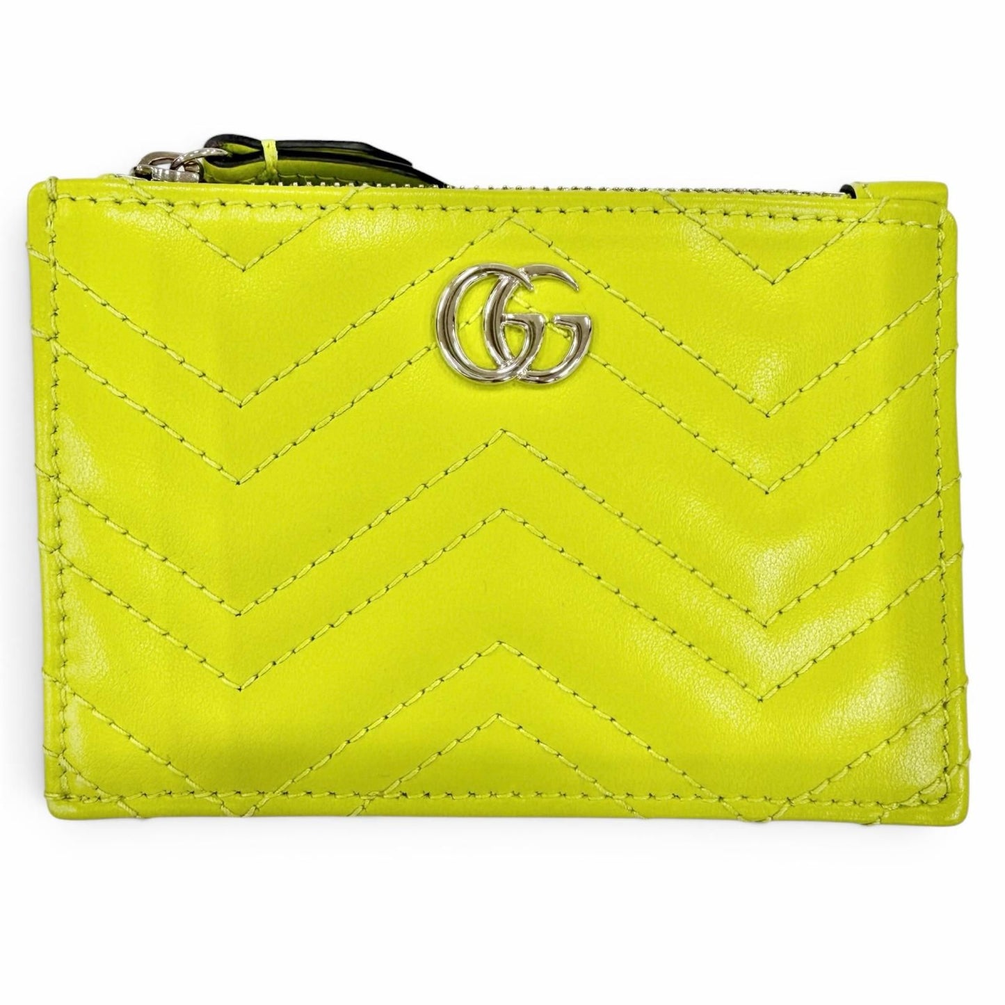 Gucci GG Marmont Double Leather Key Case Key Ring Coin Light Green Key Holder