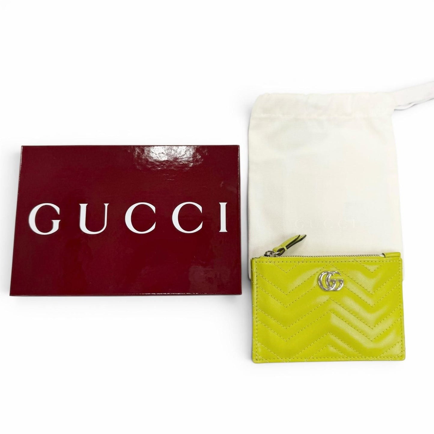 Gucci GG Marmont Double Leather Key Case Key Ring Coin Light Green Key Holder — view 2