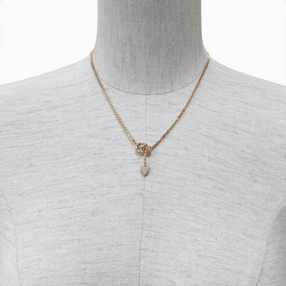 Dior CD Navy Rhinestone Heart Necklace Pink Gold — view 4