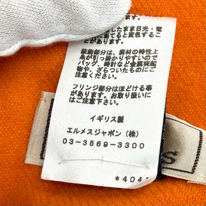 Hermes Cashmere Purchased in June Orange Badge Sowa Logo Embroidered Scarf with — view 9