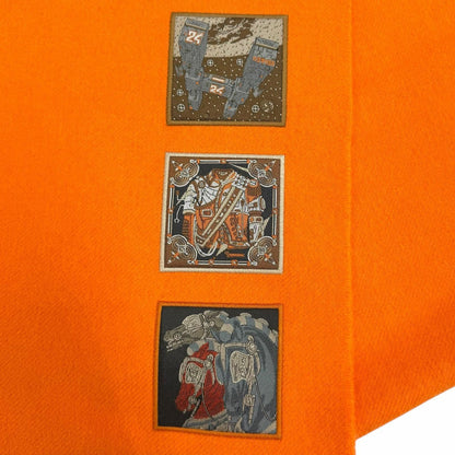 Hermes Cashmere Purchased in June Orange Badge Sowa Logo Embroidered Scarf with — view 6
