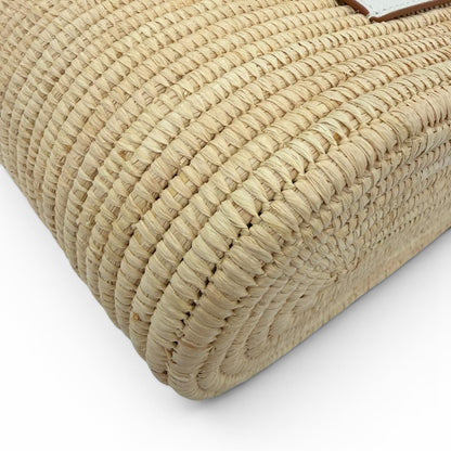Loewe Anagram Square Basket Small Bag Raffia Leather Handbag Natural White — view 7