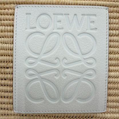 Loewe Anagram Square Basket Small Bag Raffia Leather Handbag Natural White — view 9