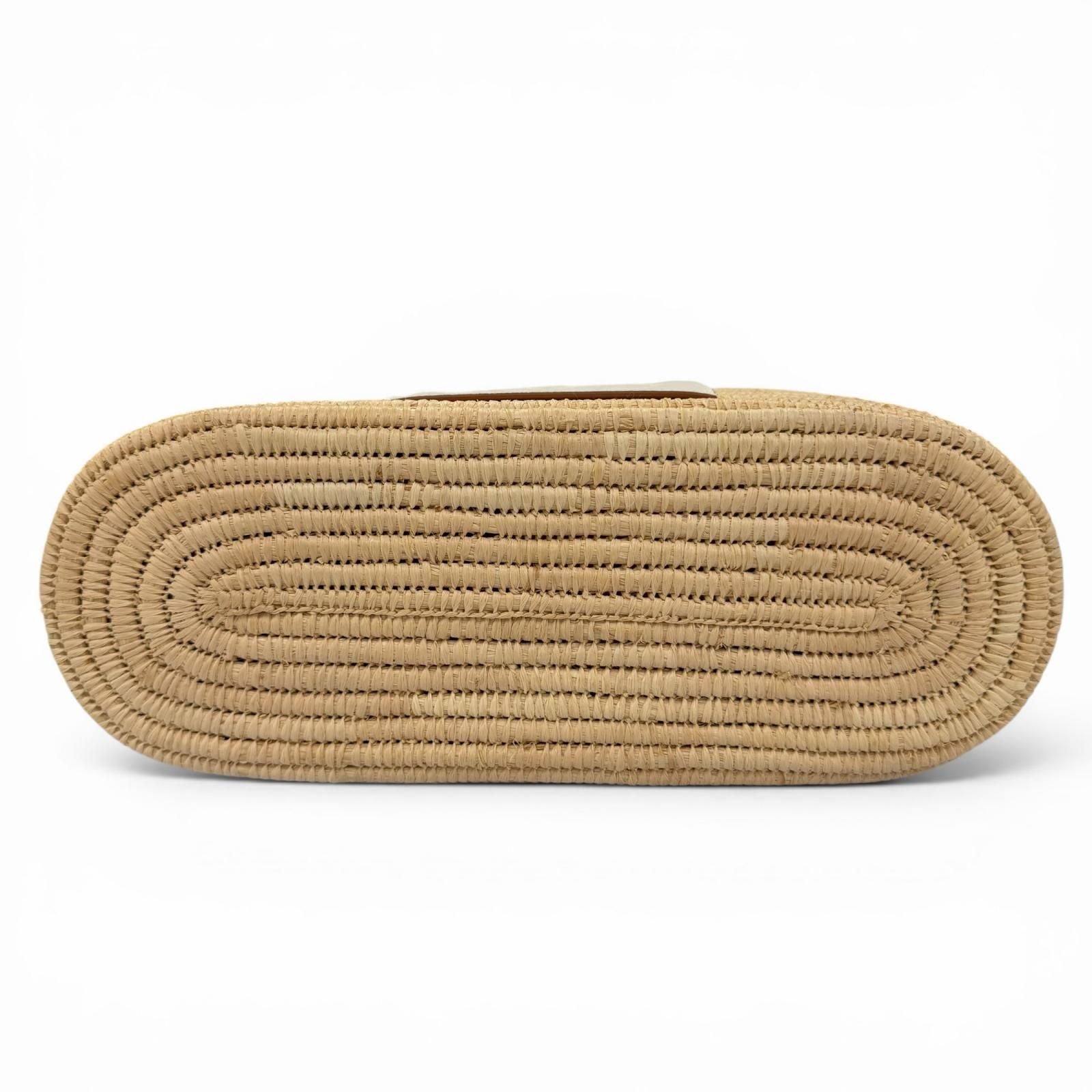 Loewe Anagram Square Basket Small Bag Raffia Leather Handbag Natural White — view 4