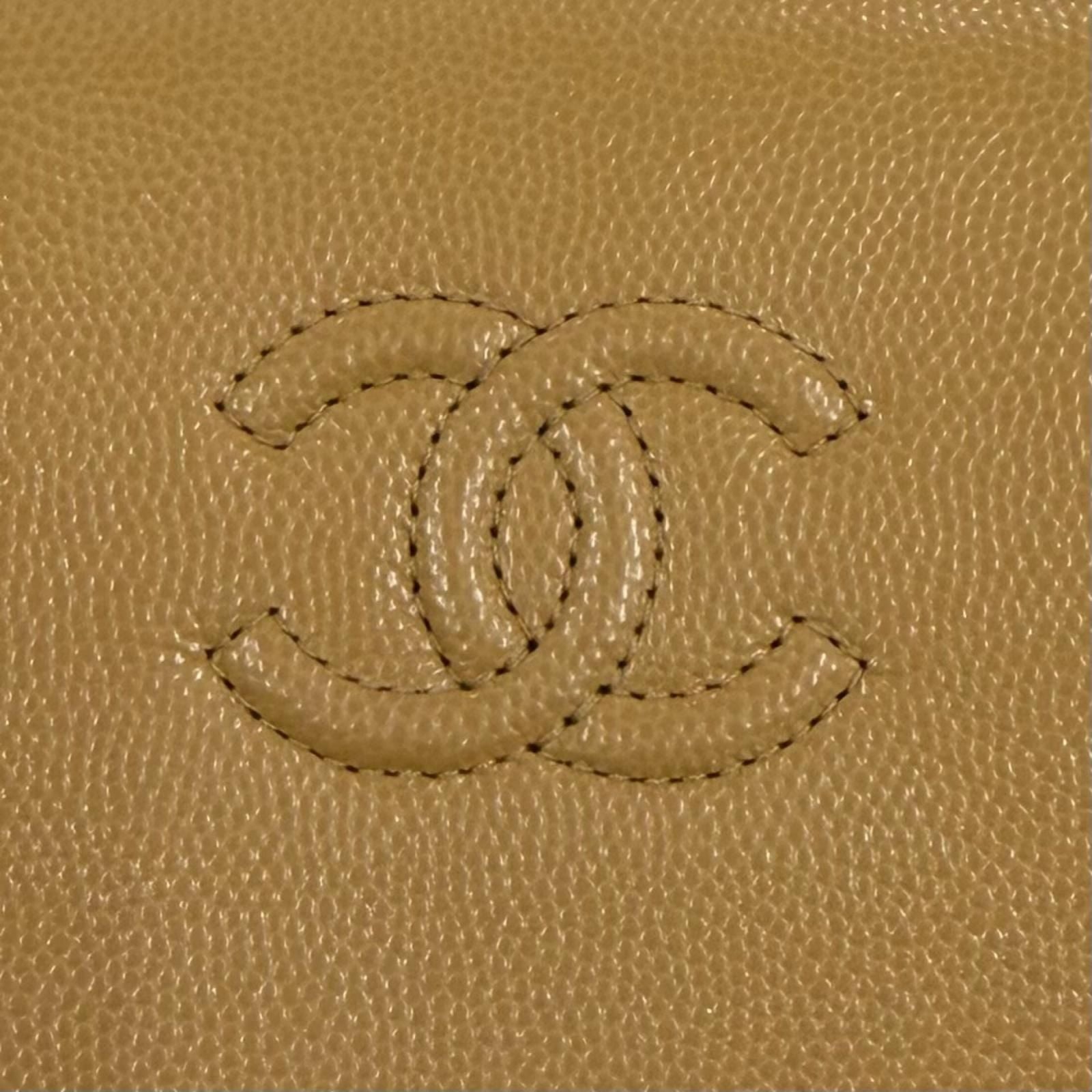 Chanel Caviar Leather Small Flap Wallet CC Logo Bifold Beige — view 9